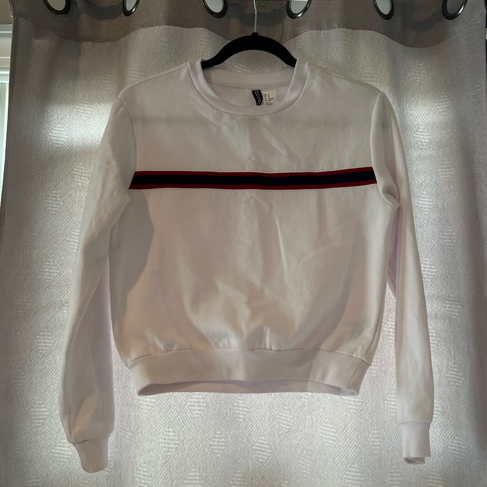White Divided Crewneck Sweater
